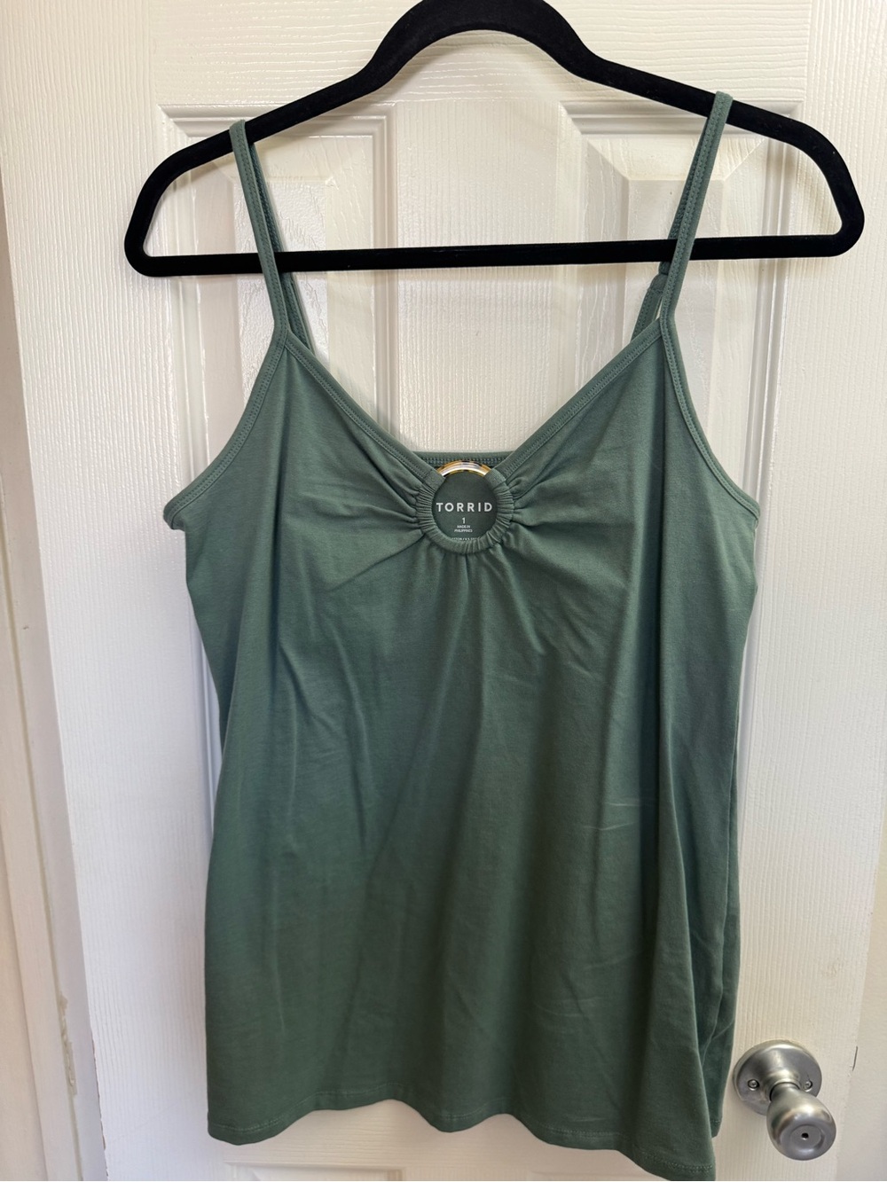 torrid sage green ring-detail camisole
